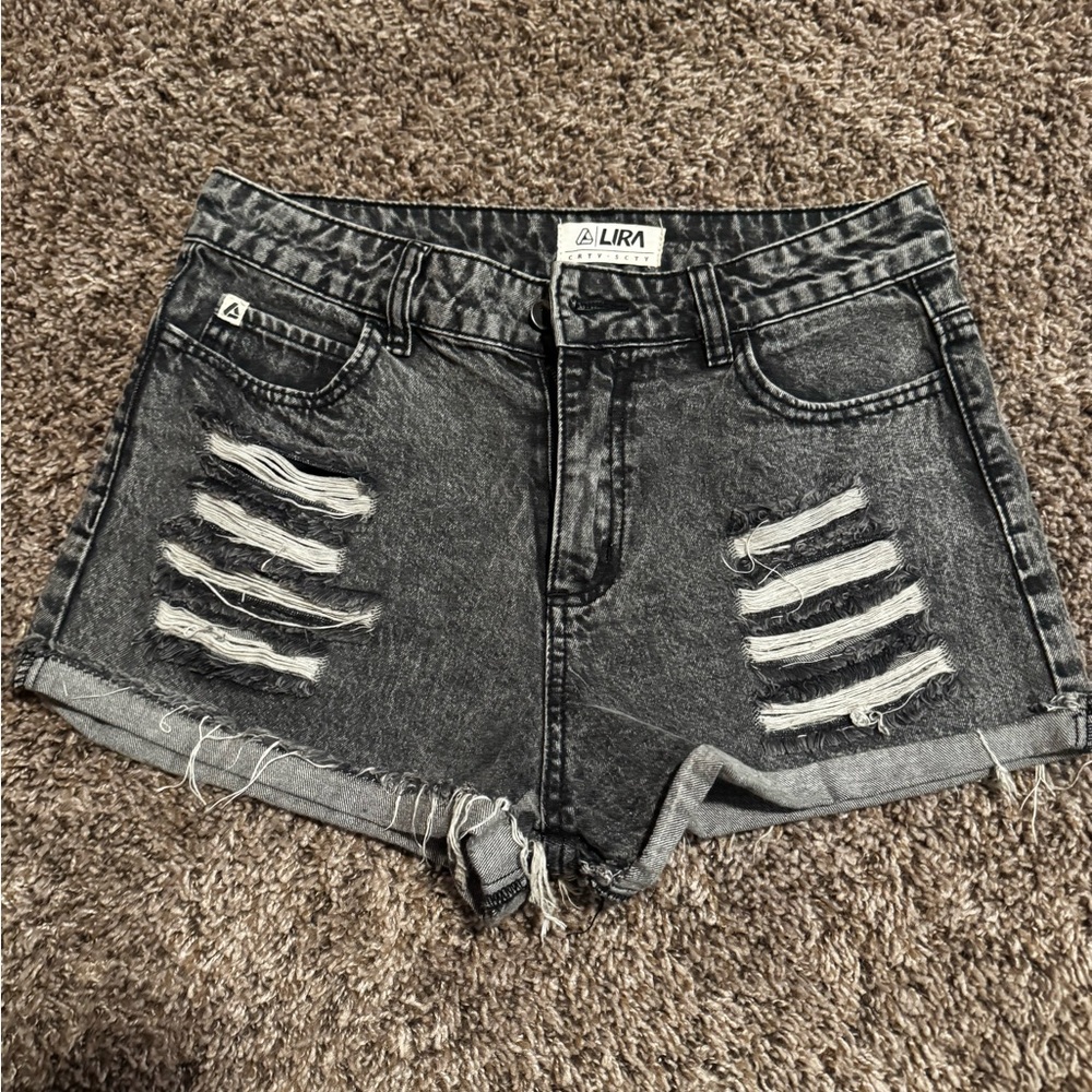 Lira Black Distressed Jean Shorts Grunge Style